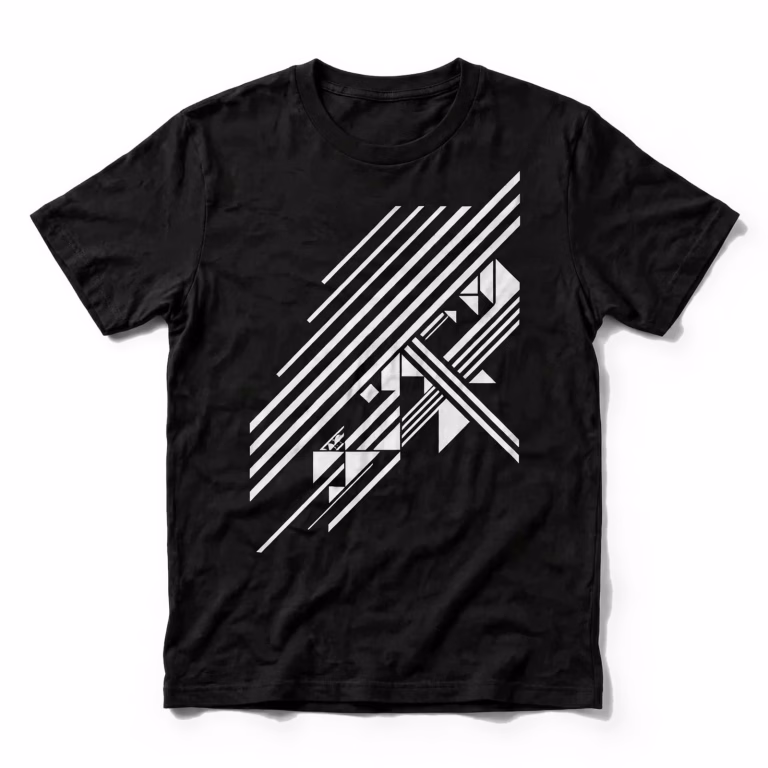 black promo t shirt with stripe print