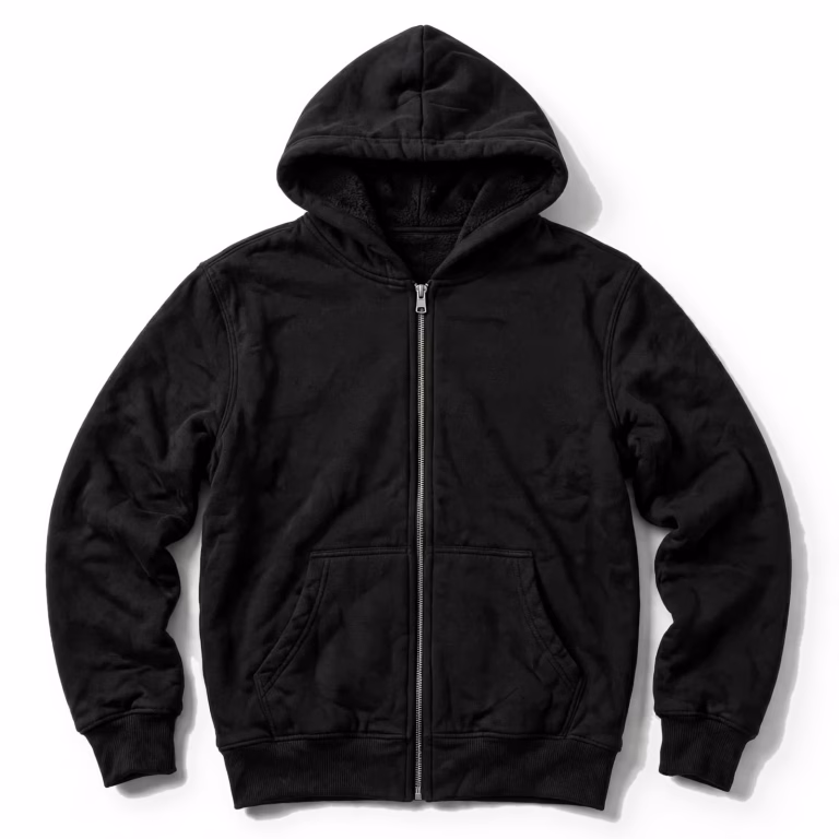 black zip hoodie