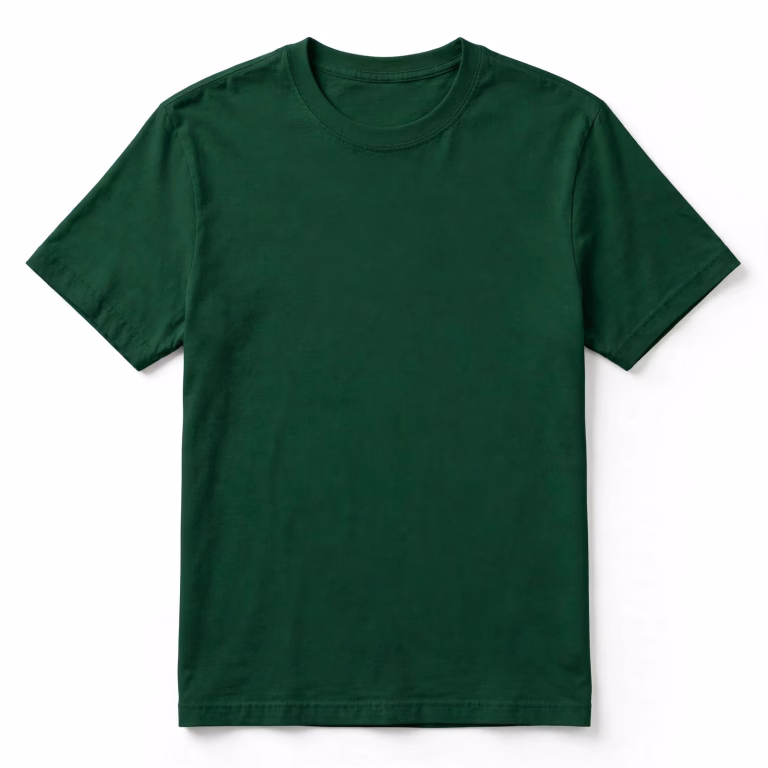 Bottle green blank t-shirt front flat lay