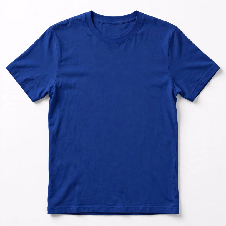 Royal blue blank t-shirt front flat lay