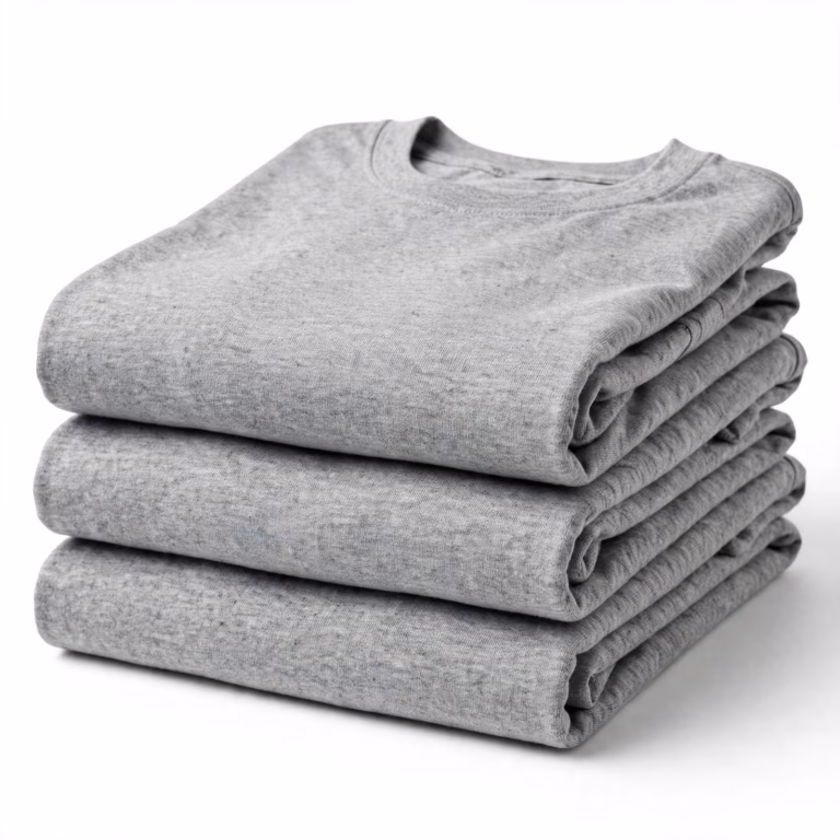 Heather grey blank t-shirts folded for wholesale bulk supply