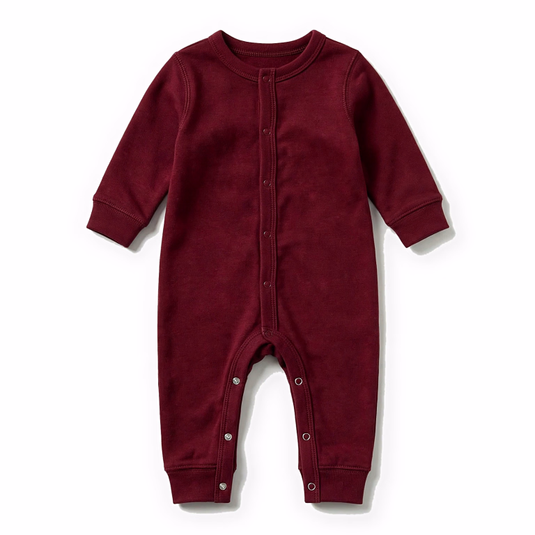 burgundy baby romper