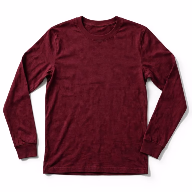 burgundy long sleeve t shirt