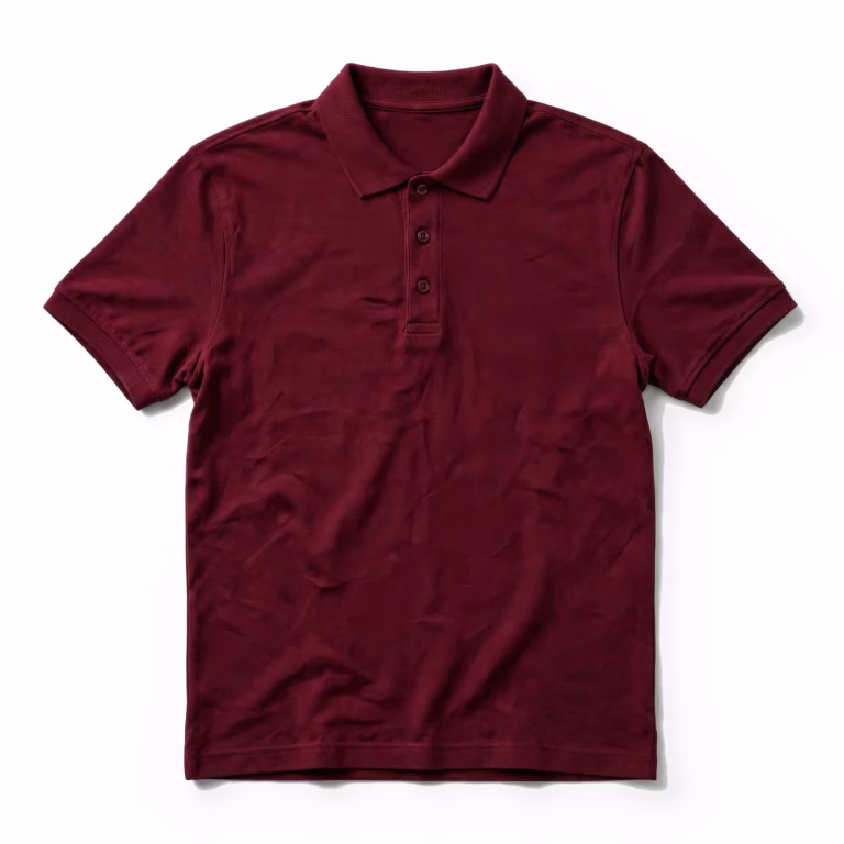 burgundy polo shirt