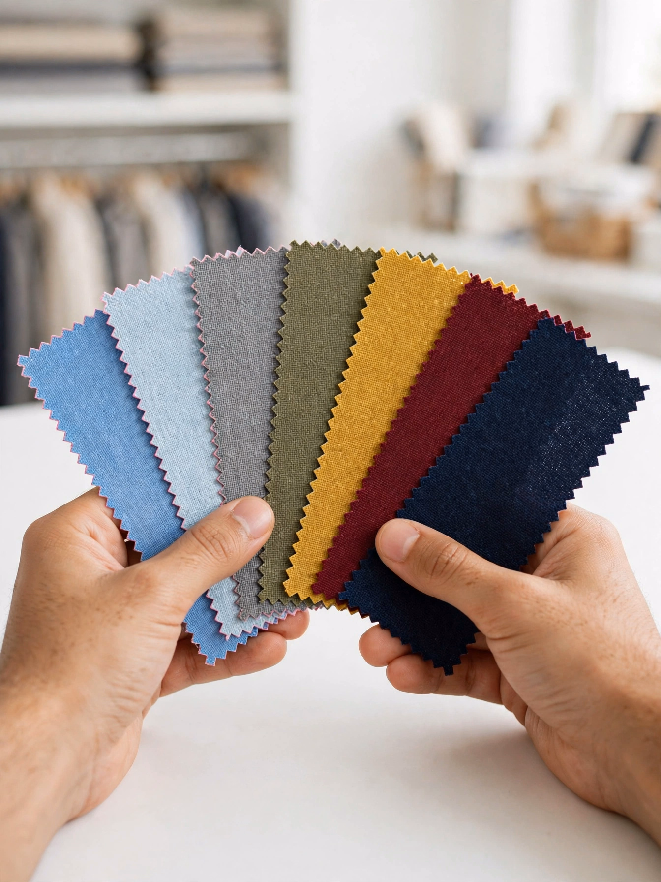 Fabric Swatch Selection Hands