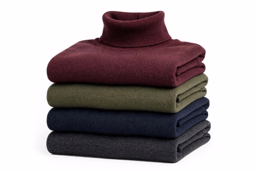 Folded High Neck Sweaters Stack