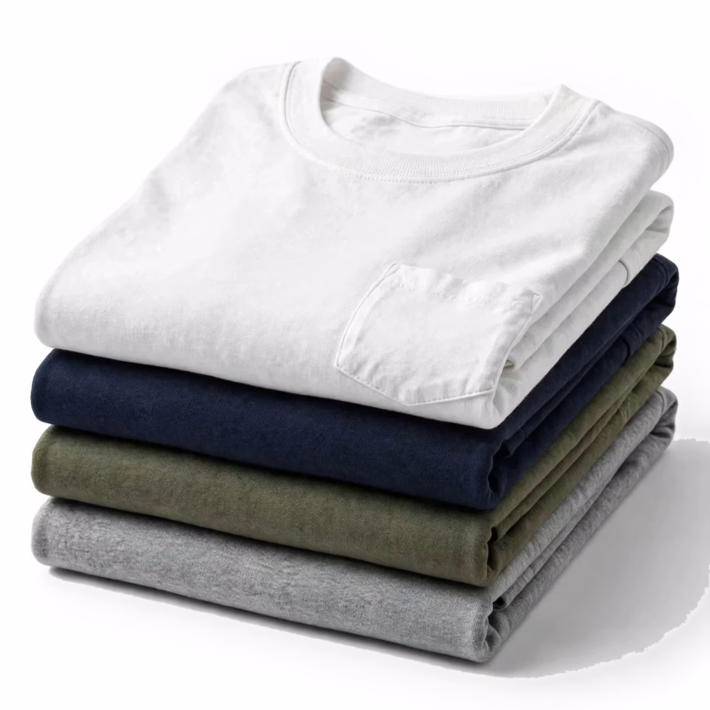 folded stack pocket t shirts
