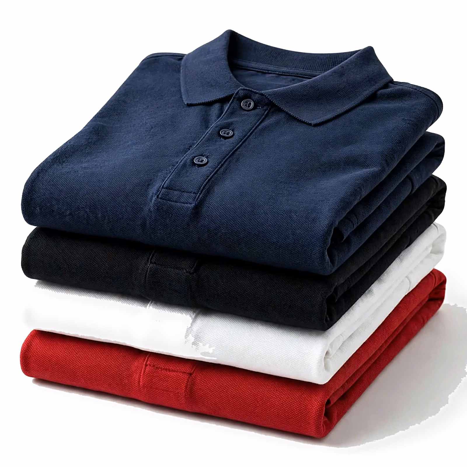 folded stack polo shirts