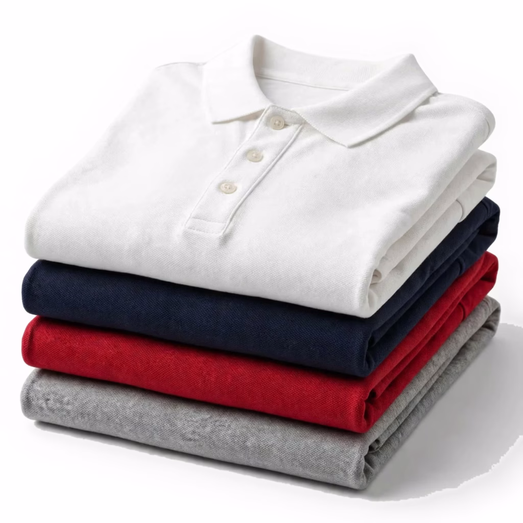 folded stack polo t shirts