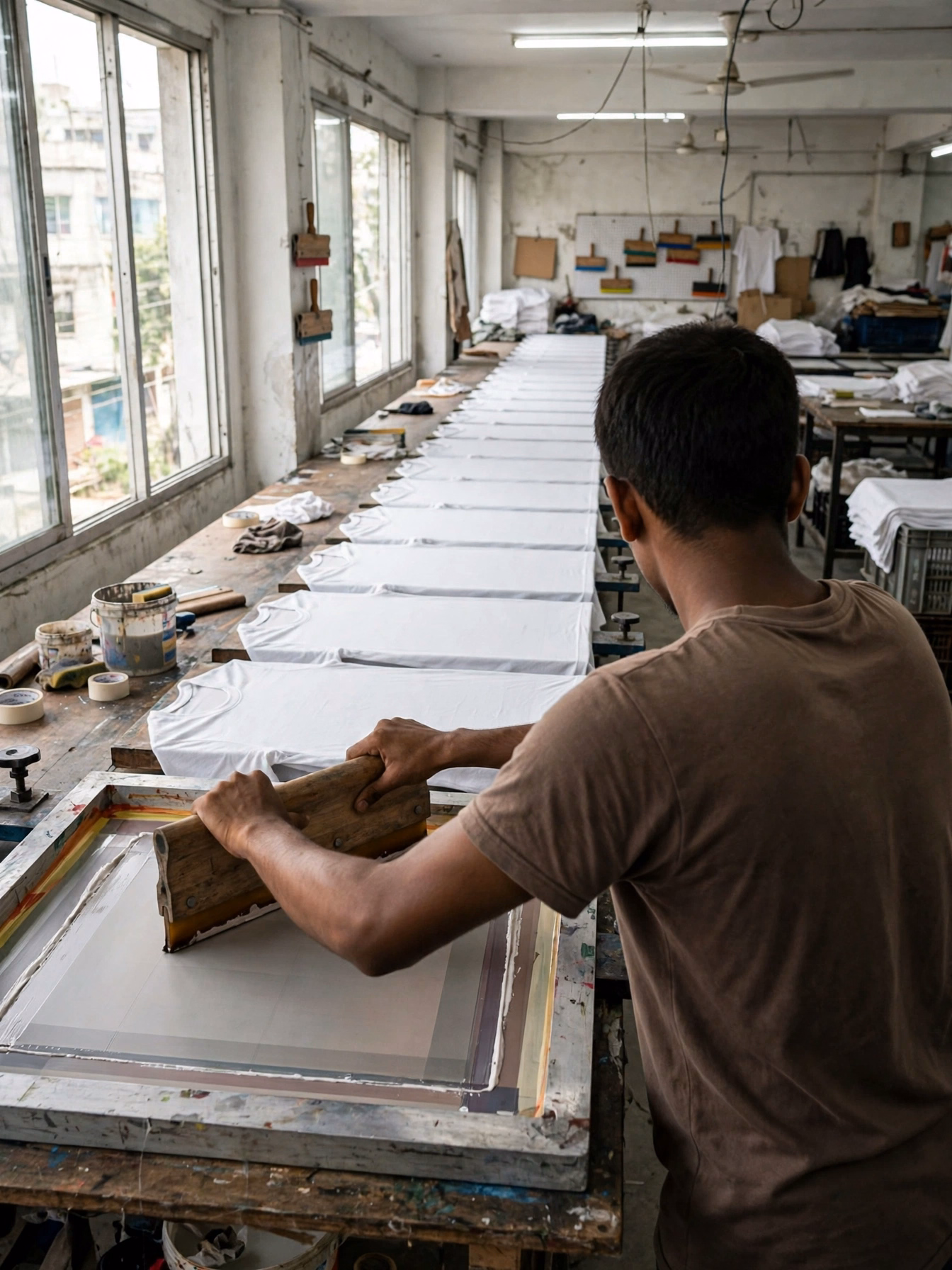 Hand Screen Printing Long Table