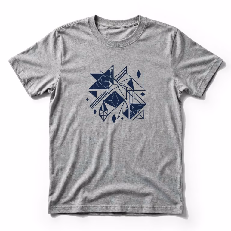 heather promo t shirt with navy print