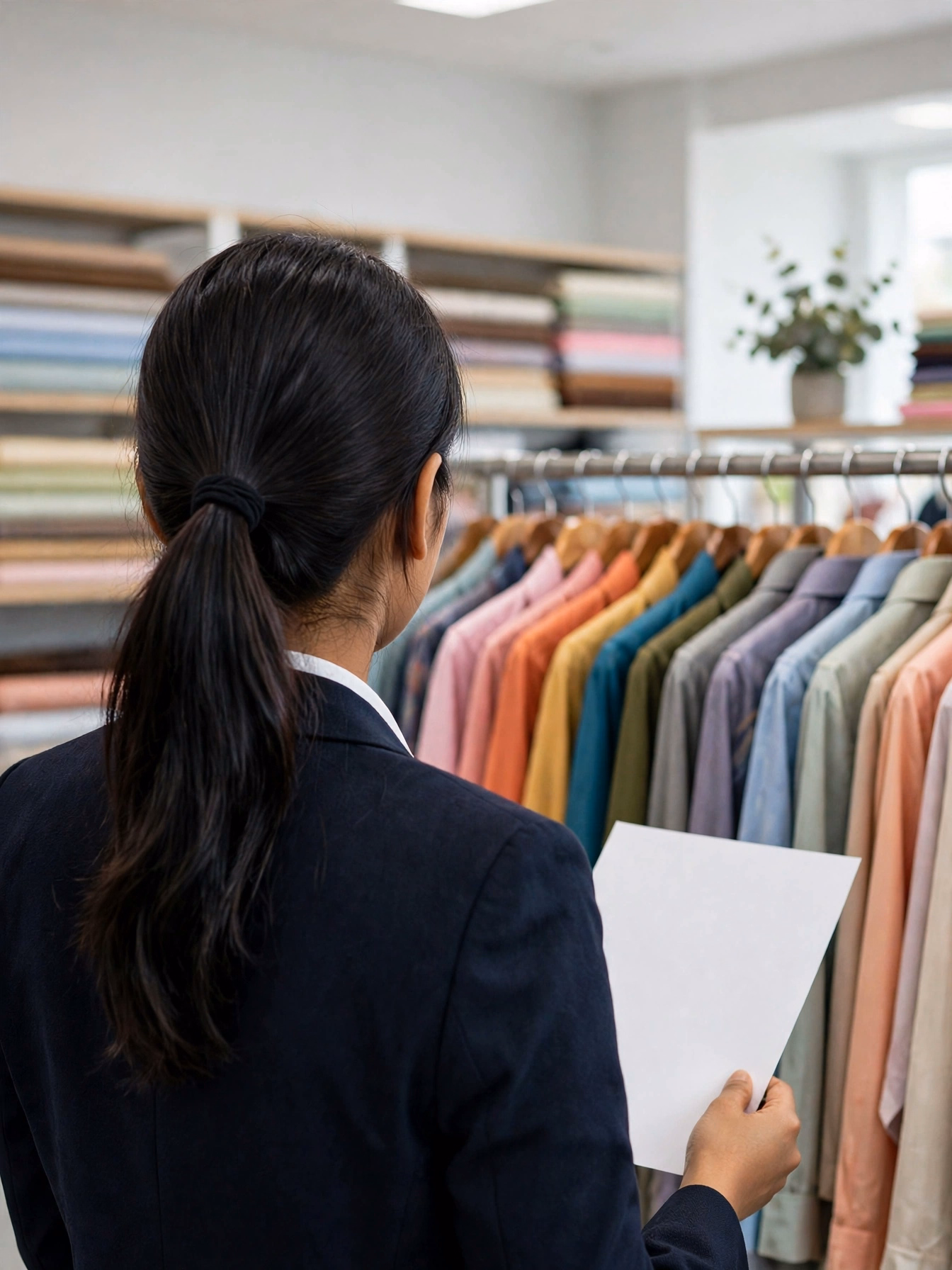 Merchandiser Reviewing Samples Office