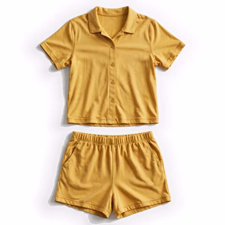 mustard yellow pajama shorts set