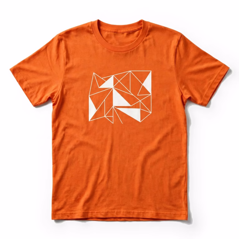 orange promo t shirt with white print