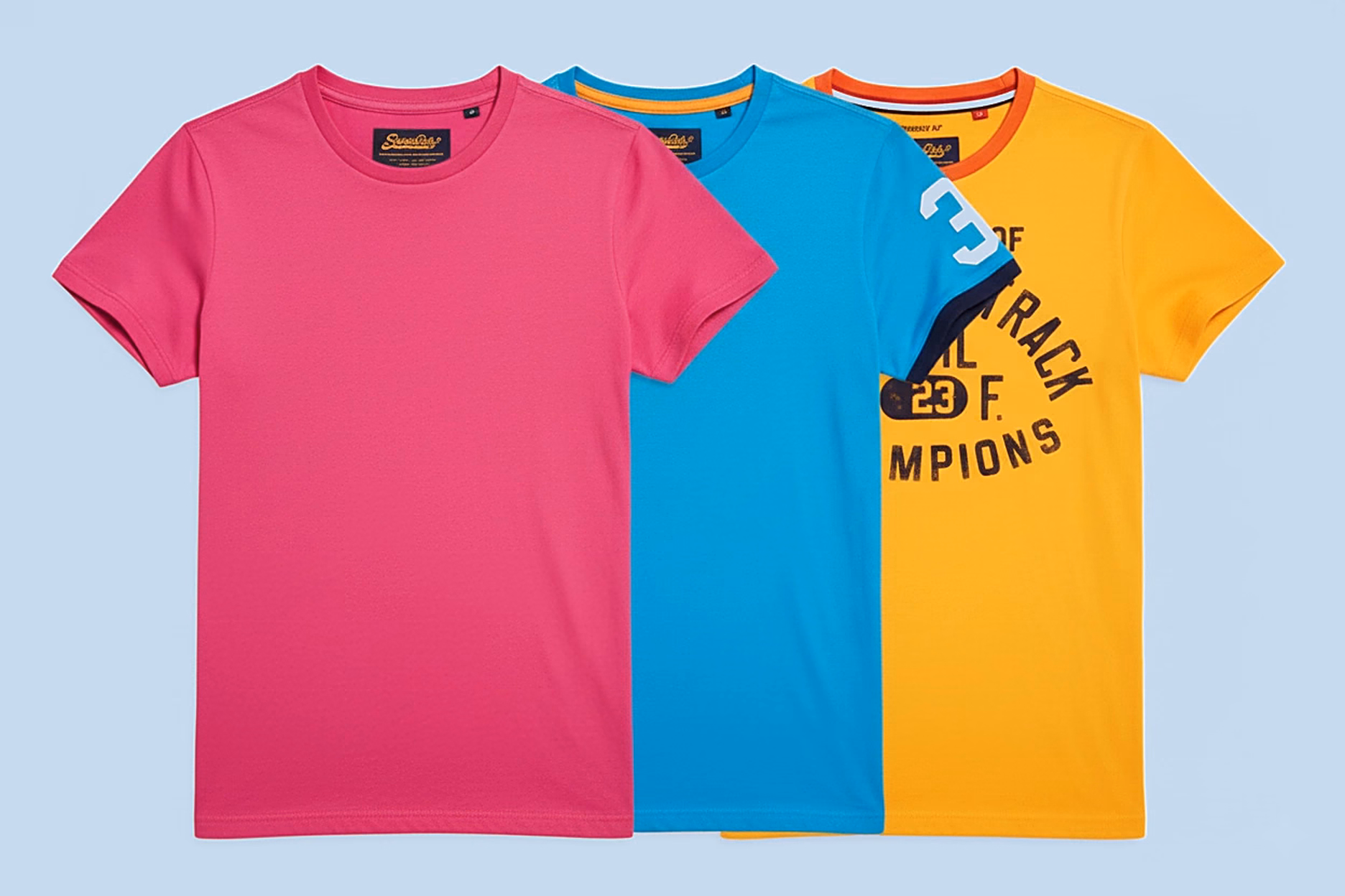 pink blue yellow t shirts