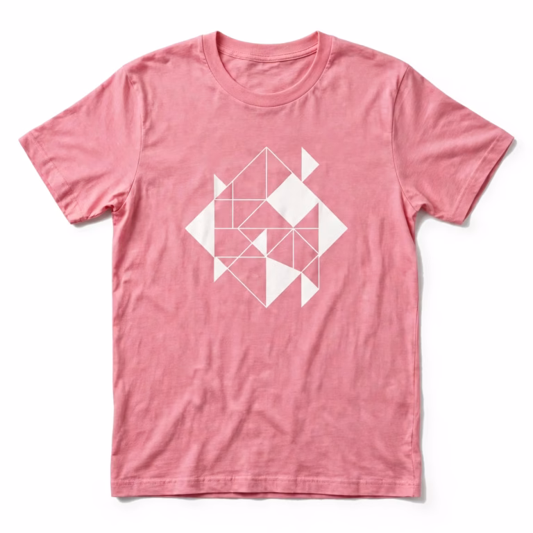 pink promo t shirt with white print