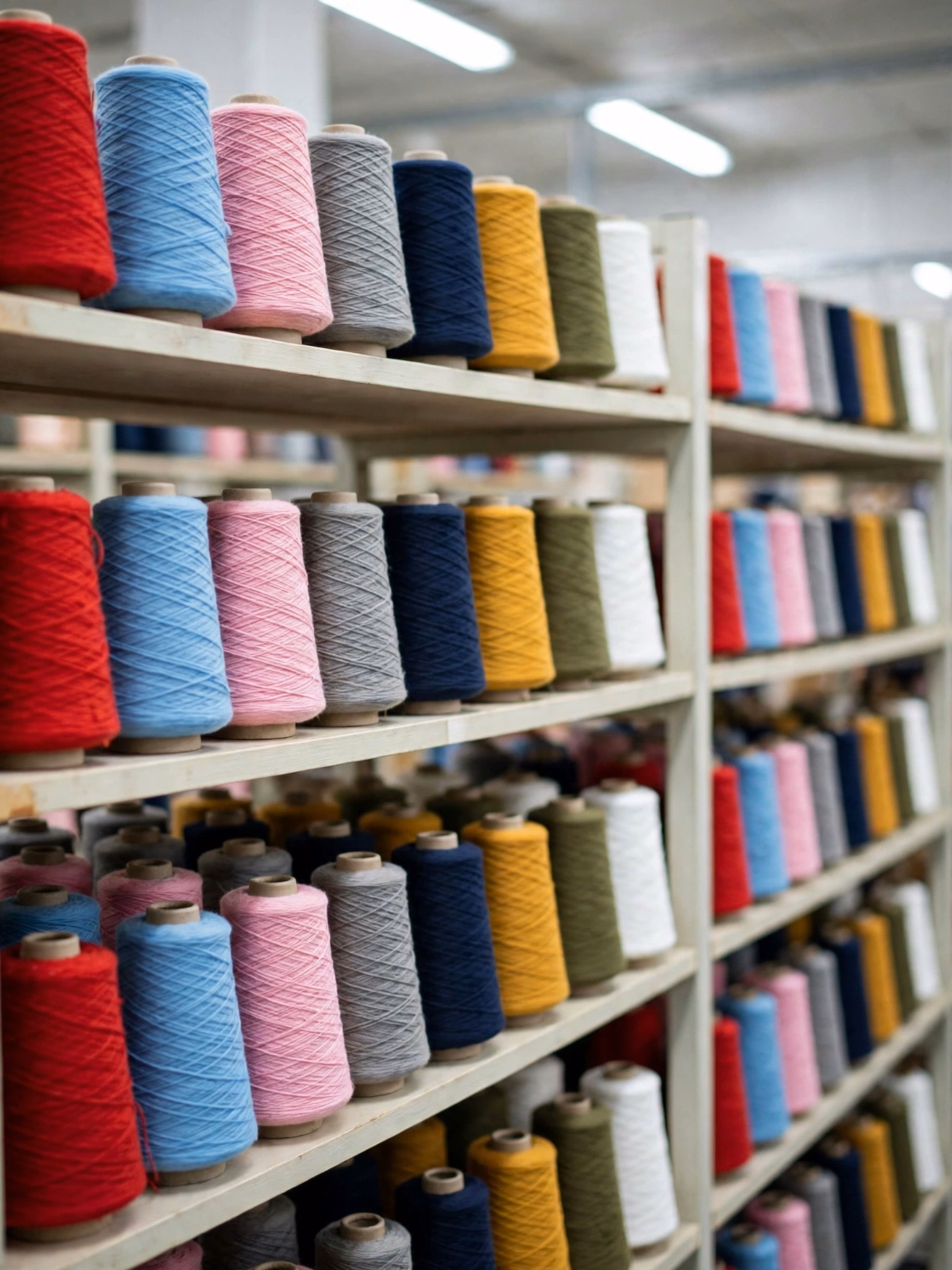 Yarn Cones Store Shelves